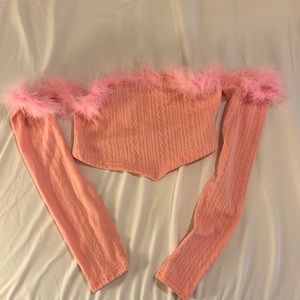 Pink fluffy crop top